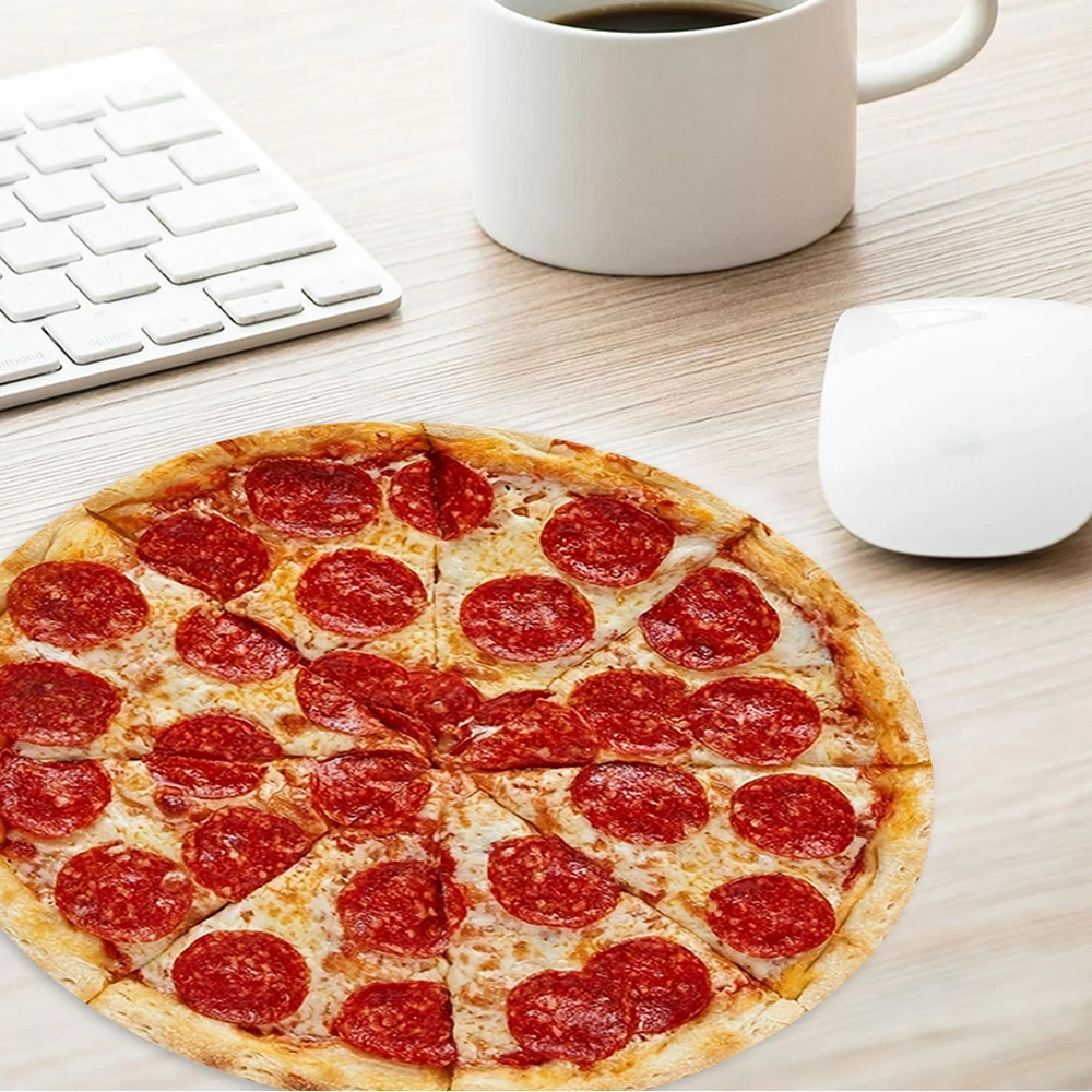 Funny pizza mouse pad with non-slip rubber base