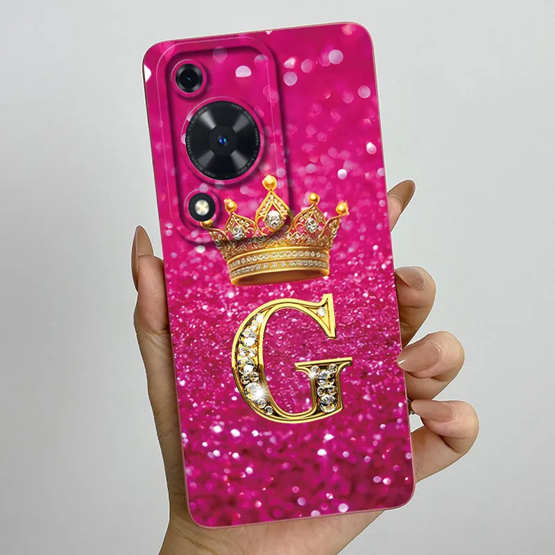 Crown Initial Letter Couple Phone Case - Soft Silicone TPU Lens Protective Casing