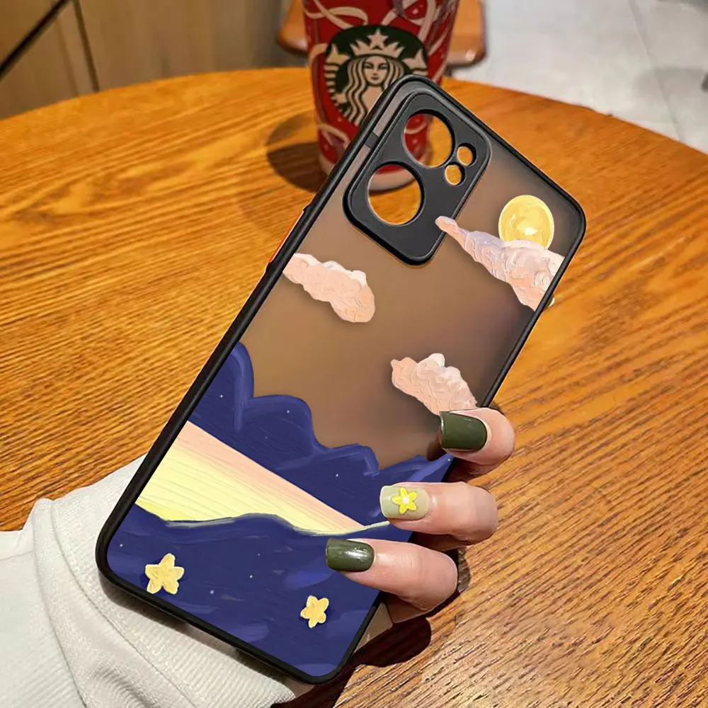 Matte Phone Case for OPPO RENO 8 8T 7Z 7 6Z 6 5 4 3 PRO PLUS 4G 5G Case Funda Coque Capa Shell Art hand-Painted Mountain Scenery