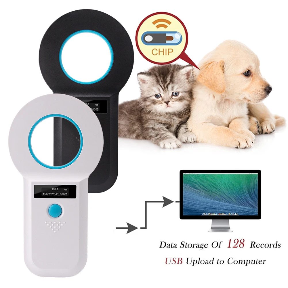 Handheld Animal RFID EMID Reader OLED Display EMID FDX-B(ISO11784/85) Animal Chip Scanner Pet Tag Scanner for Cat Dog Pet Animal