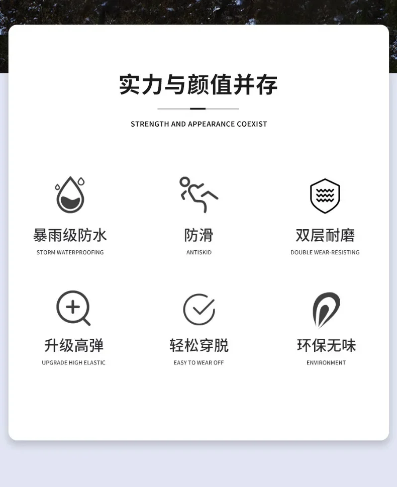 Description Picture 3 of itemxgnvpy Outdoor Rubber Rain Boot Overshoes Silicone Waterproof Shoe Cover Reusable Non-Slip Protector Rain Gear for Daily Use