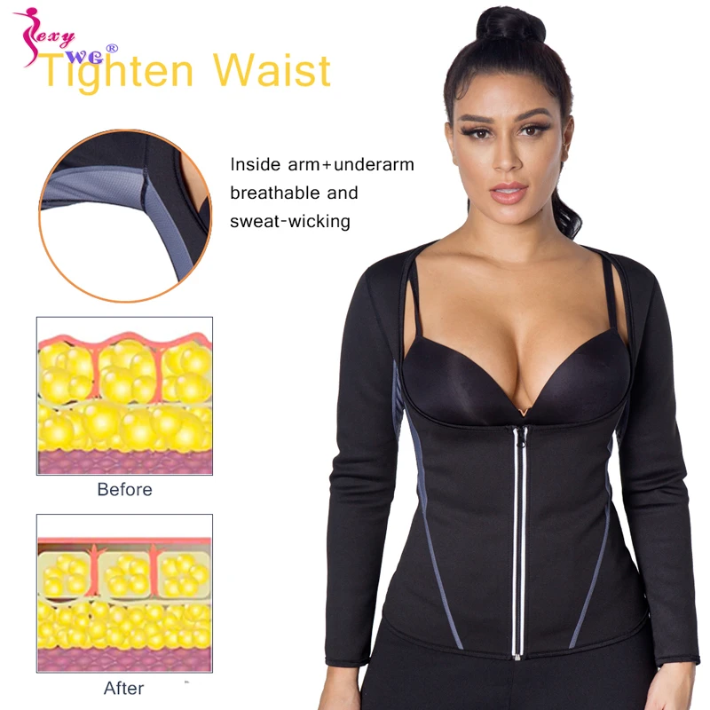 SEXYWG Woman Neoprene Hot Sweat Sauna T-Shirts Workout Sports Vest Body Shaper Waist Trainer Fitness Slimming Corset Shapewear