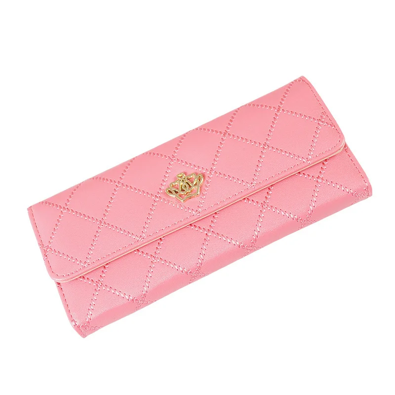 Wallet women's Korean 2021 new fashion car sewing Lingge crown wallet large capacity 30% discount handbag