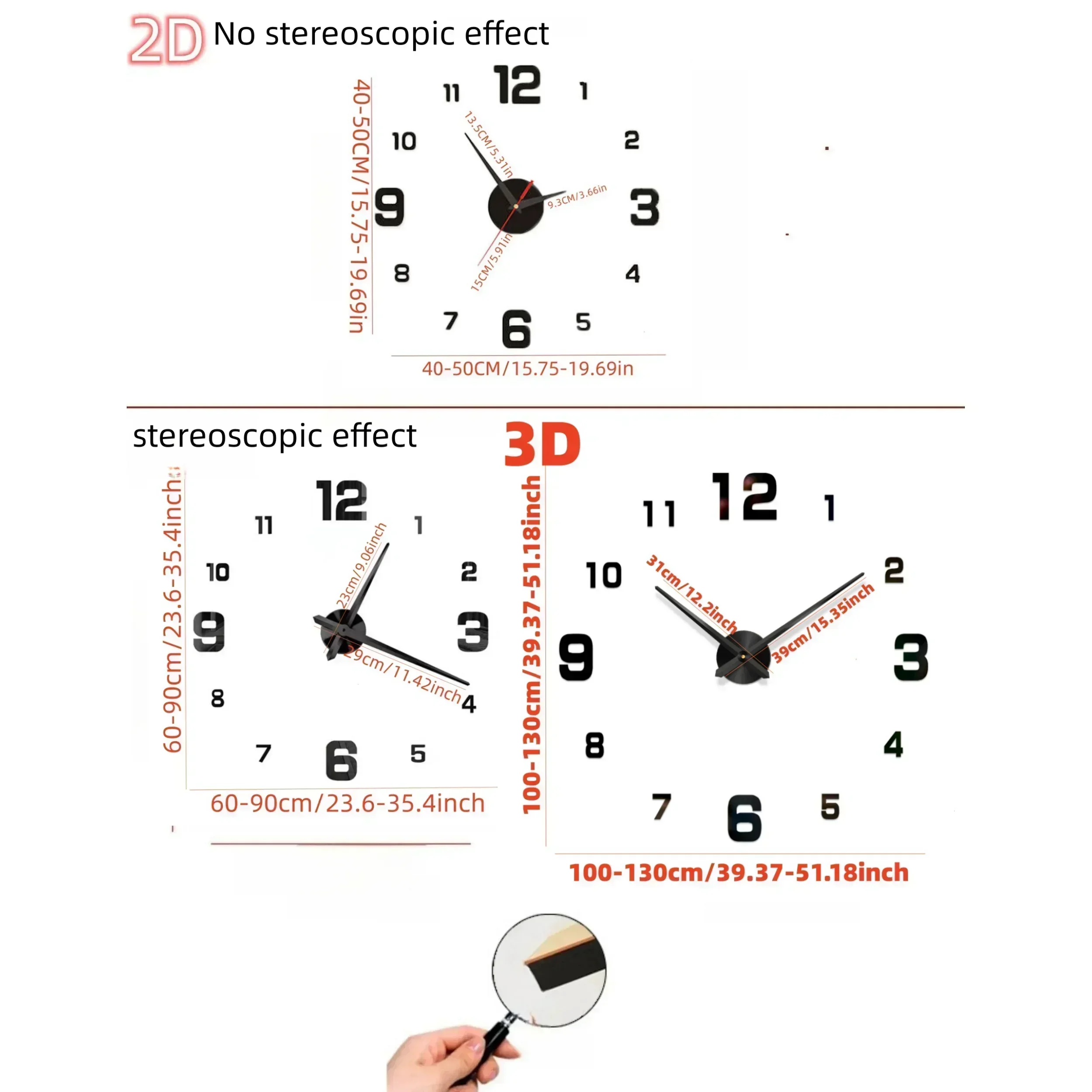 3D DIY Wall Clock Acrylic Mirror Stickers