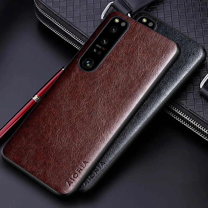 Luxury Pu Leather Case For Sony Xperia 1 10 Iv Coque Business Solid Color Design Phone Cover For Sony Xperia 1 Iv Case