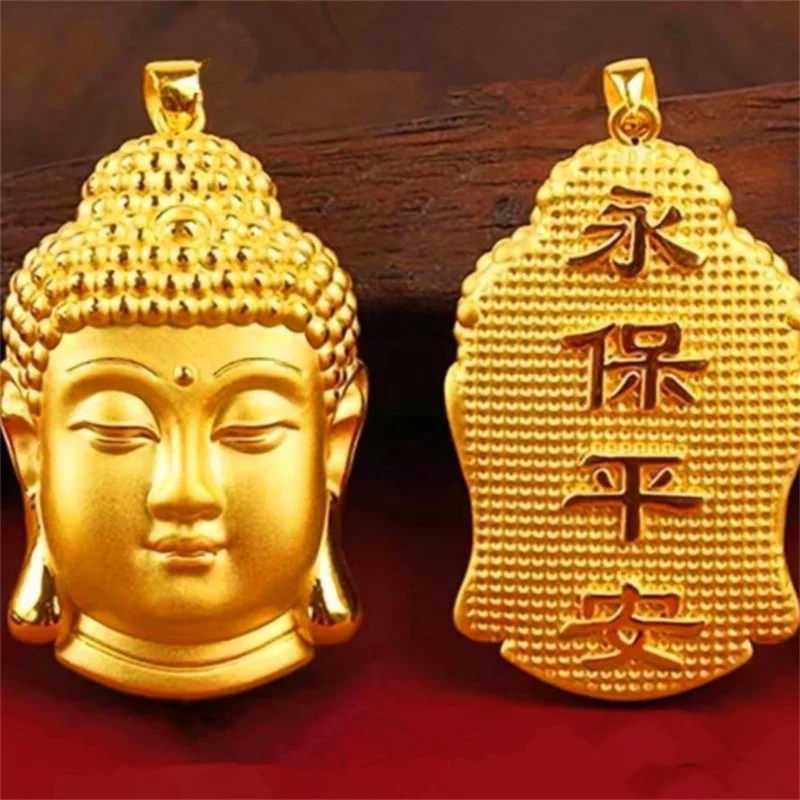 

Anniyo Buddhist Guanyin Pendant Necklace Gold Plated Chinese Style Ornament Maitreya Buddha Amulet Hinduism