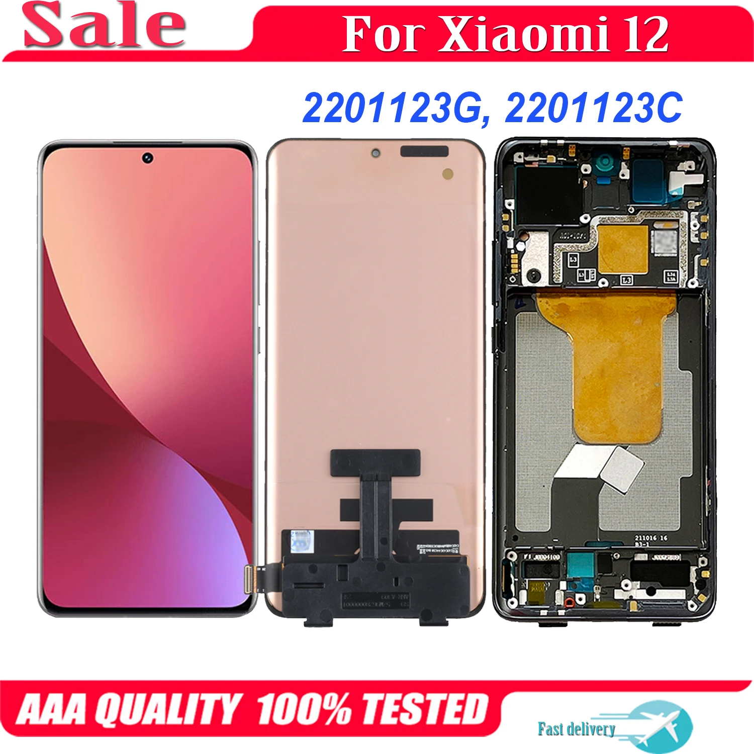 

AMOLED Original For Xiaomi 12 LCD Xiaomi12 2201123G 2201123C Display Touch Screen Digitizer Assembly