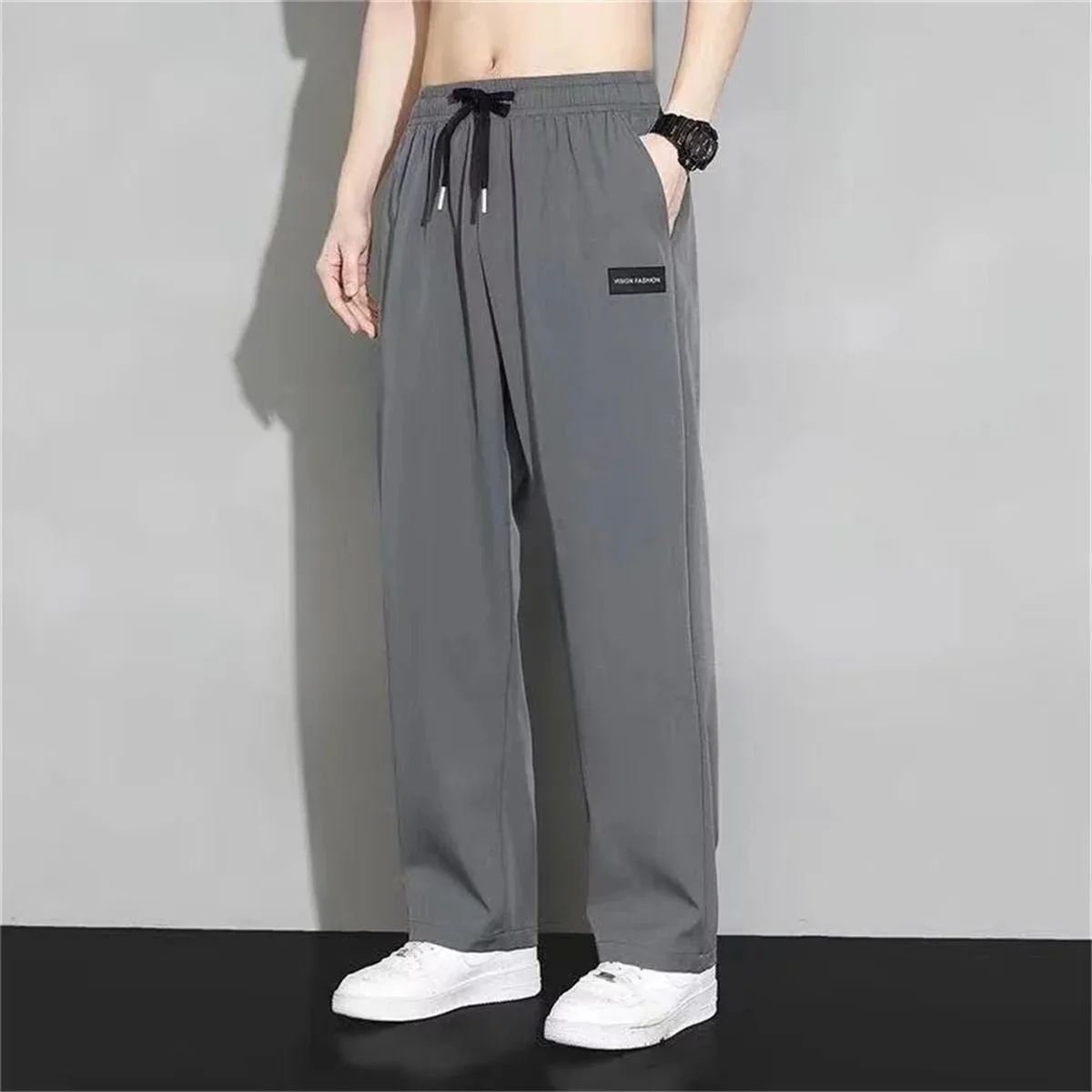 Ice Silk Men Summer Thin Loose Casual Large Size 9/4 Strap Quick Drying Versatile Sports Haren Pants casual pants sports pants casual sports pants