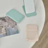 Desktop Makeup Mirror Solid Color PU Leather Simple Portable Handheld Makeup Mirror Foldable Student Compact Cute Pocket Mirror 5