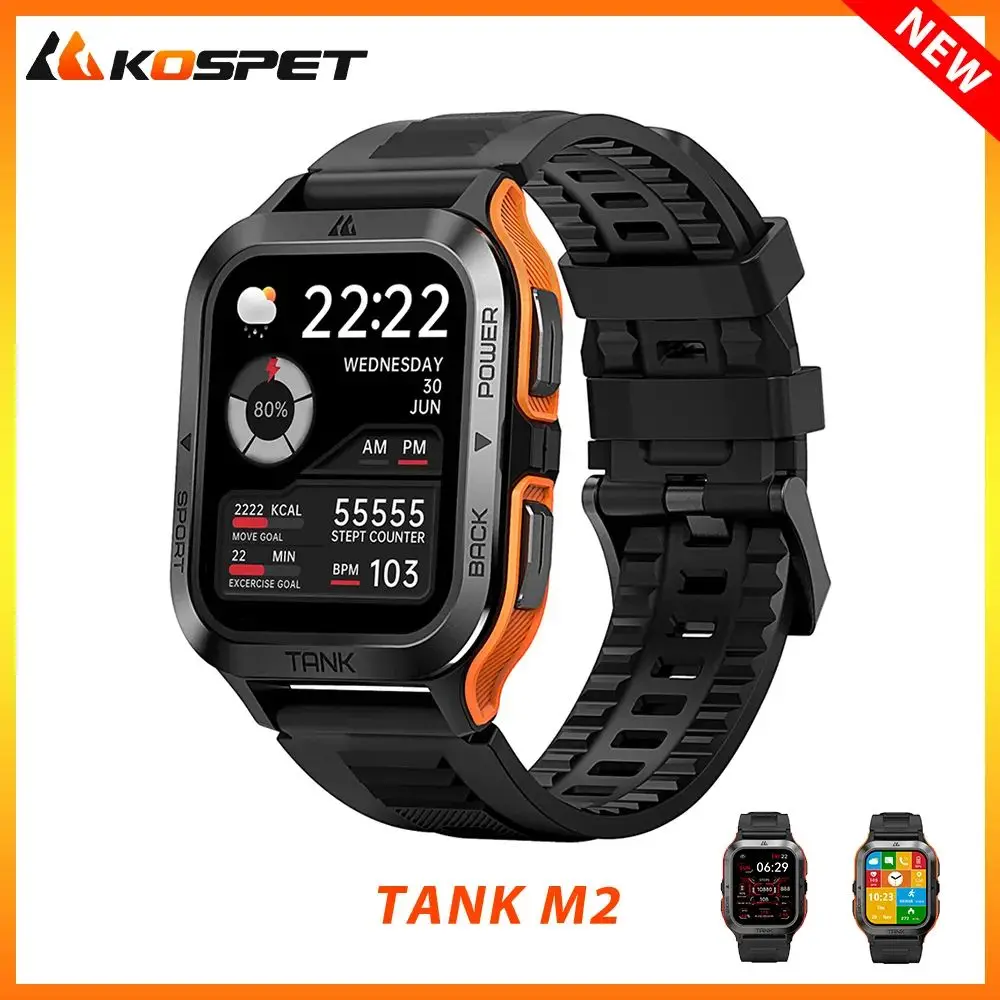 NEW KOSPET TANK M2 Smartwatch militare da uomo, voce AI rispondi  all'orologio da chiamata 70 modalità sportive 410mAh IP69 impermeabile  Smartwatch sportivo per uomo sporthorloges orologi impermeabili orologi  meccanici