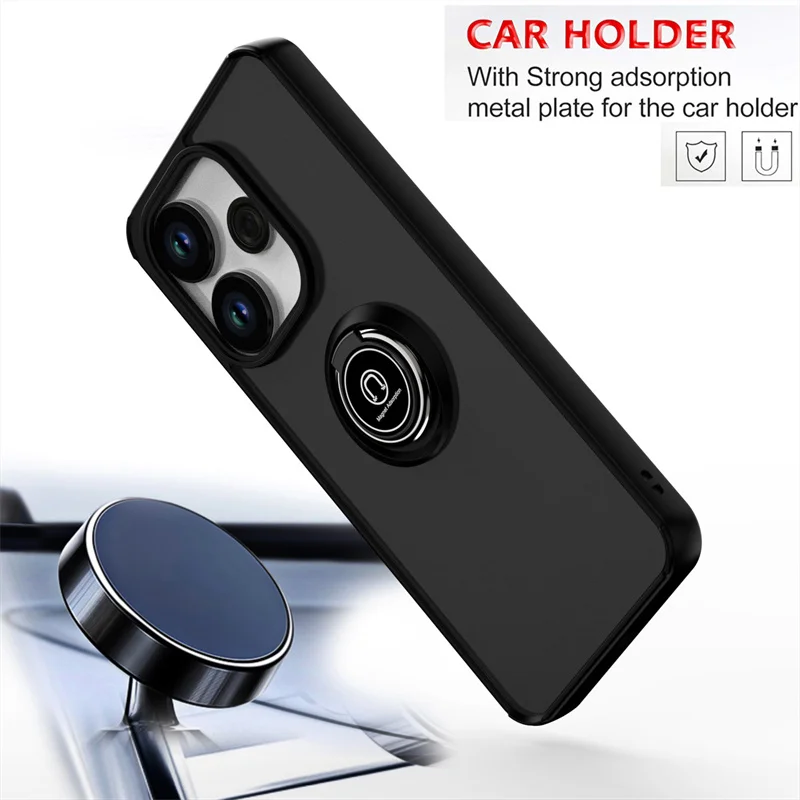 Armor Matte Shockproof Case with Magnetic Ring Holder & Stand Feature