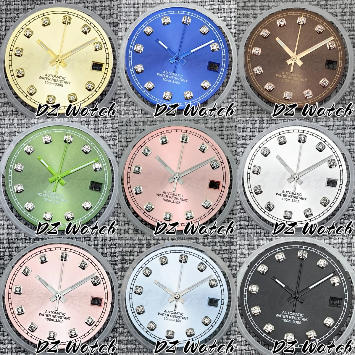 Sunburst Pink Gold Green Dial with Diamond Index and Date - Premium Automatic Watch Enhancement