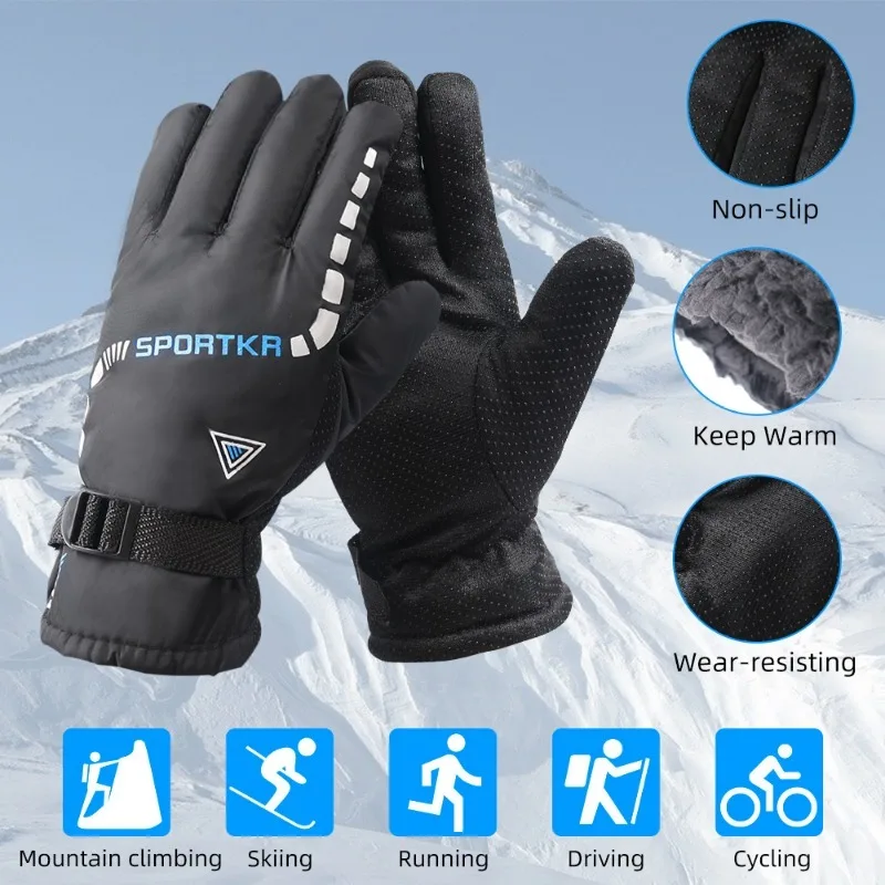 Winter Cycling Gloves Men Outdoor Waterproof Skiing Riding Hiking Motorcycle Warm Mitten Gloves Unisex Thermal Sport Gloves 5