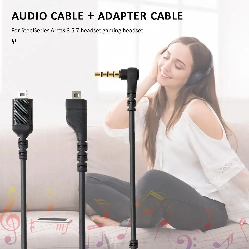 Sound Card Audio Cable+3.5mm Male to Female Cable Adapter for SteelSeries Arctis 7 5 3 Gaming Headset Accessories