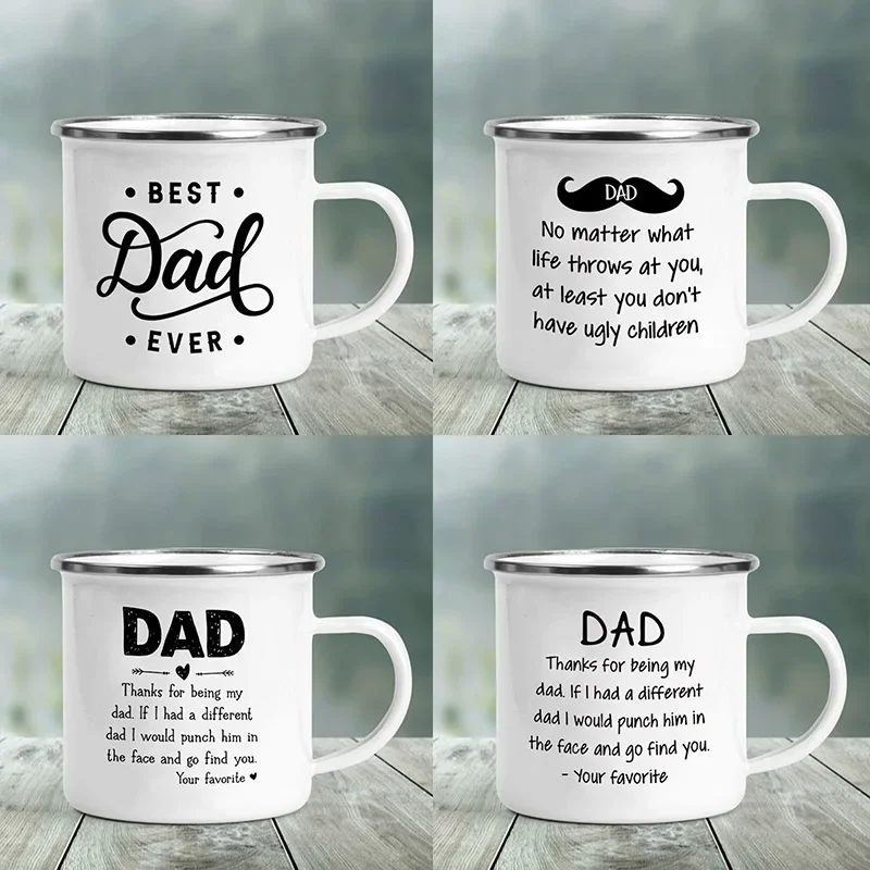 

Best Dad Print Funny Enamel Creative Coffee Cups Camping Mugs Handle Drinkware Vacation Mug The Best Father's Day Gifts for Men