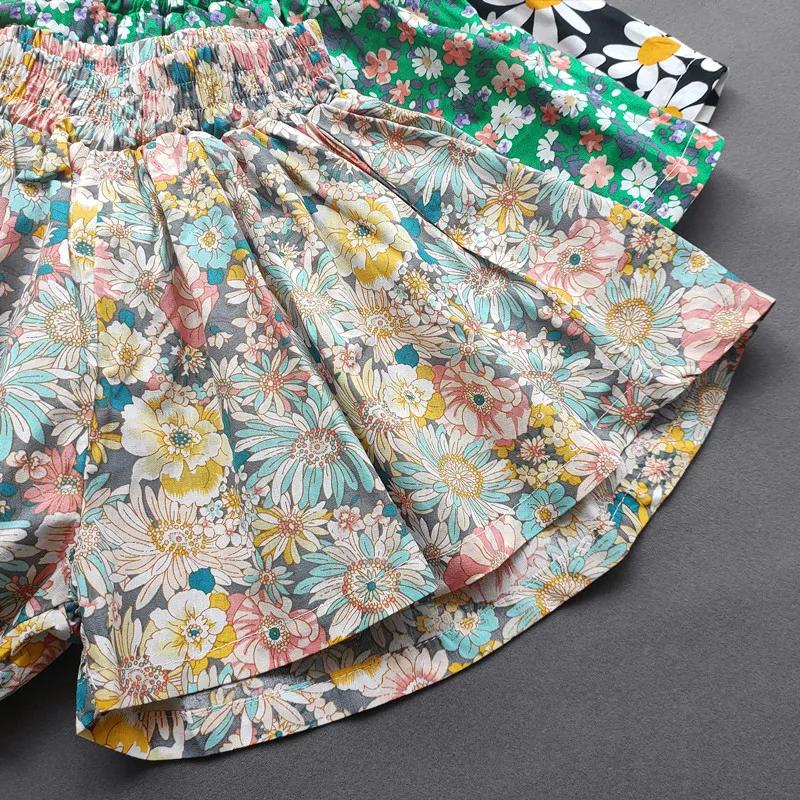 Sweet Girls Flower Culottes Summer Baby Girl Fashionable Children's Floral Wide-Leg Hot Pants Kids Girls Mini Shorts kids shorts