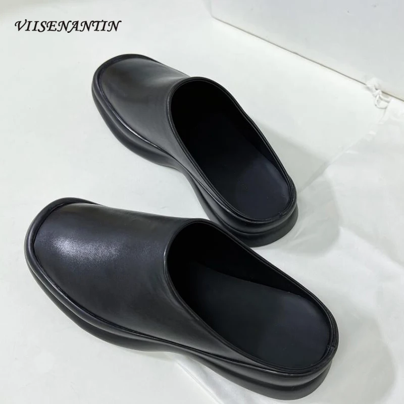 

Женские шлепанцы на танкетке, удобные сандалии на платформе, с глубоким открытым носком, повседневные выразительные тапочки, сланцы для улицы, однотонные