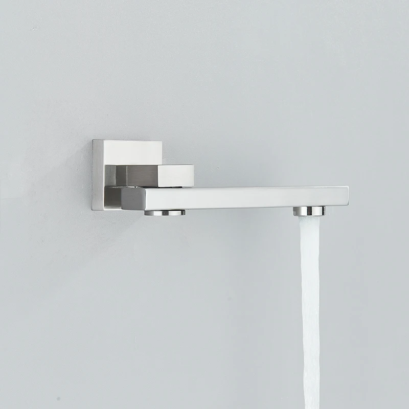 Brushed Nickel hidden shower faucet wall mounted swive bath spout 360 degree rotation bath faucet 4