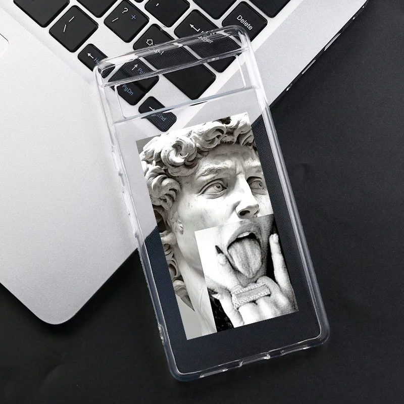 Aesthetic David & Mona Lisa Art Clear Soft TPU Phone Case Cover