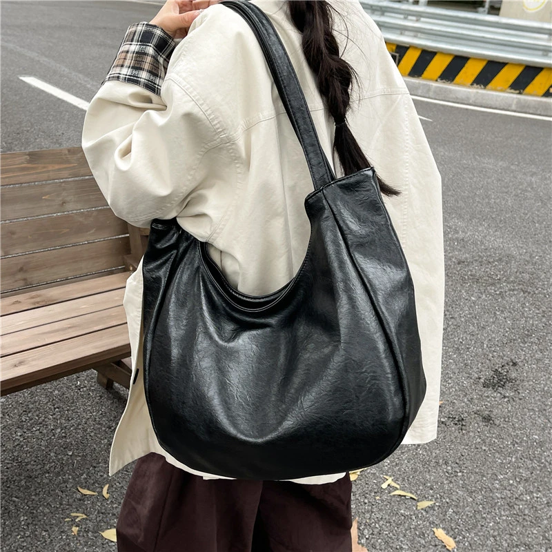 Vintage Pu Leder Tasche Für Frauen Einfache Hohe Kapazität Schulter Tasche apricot bolsa feminina Koreanischen Stil College Buch Tasche Pendeln – Detail 2