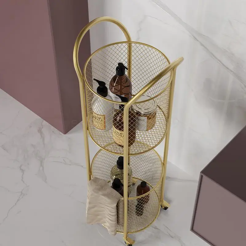 

The Nordic, Wrought Iron Shelf Bedroom Creative Web Celebrity Movable Metal Bathroom Receive Ins Wheeled Trolley