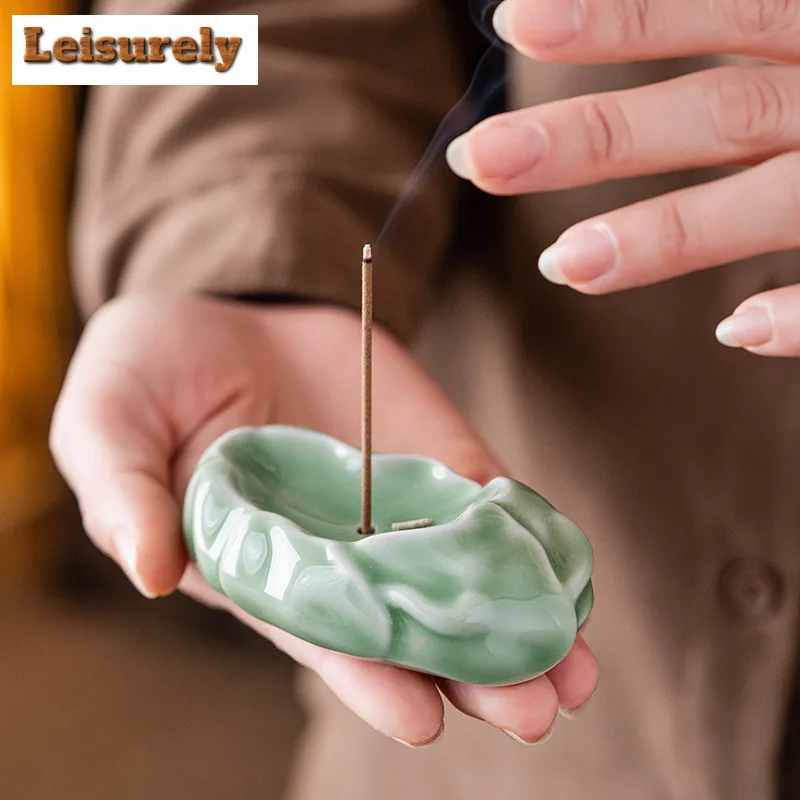 Lotus Leaf Incense Holder Incense Smoke Waterfall Incense Burners Mosquito Coil Holder Meditation Censer Yoga Accessories Craft