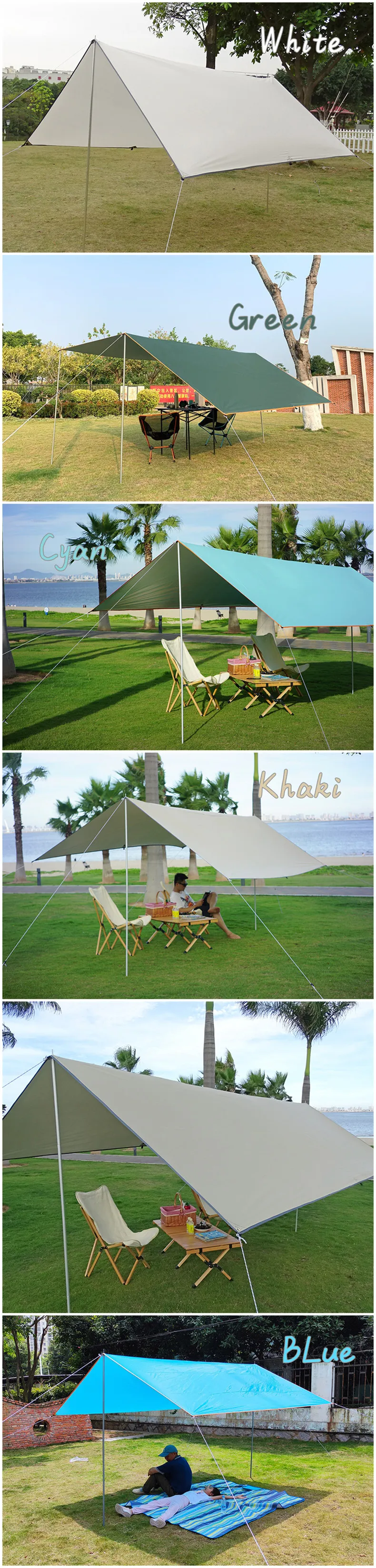 Description Picture 4 of itemUltralight Outdoor Awning, Waterproof Tent Shade, Garden Canopy,Sunscreen Sunshade, Hammock Awning, Beach Sun Shelter, 3x3, 3x4,