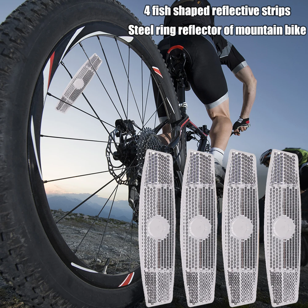 MTB Bicycle Wheel Rim Reflective Clips Fish Shaped Bike Safety Spoke Reflector Steel Wire Lamp Warning Tapes