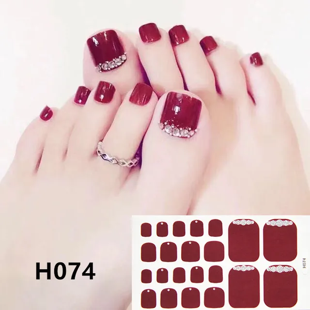 22tips Korea Toe Nail Sticker Wraps Adhesive Decals Toenail Polish Strips DIY Pedicure Foot Decals Manicure Women H074