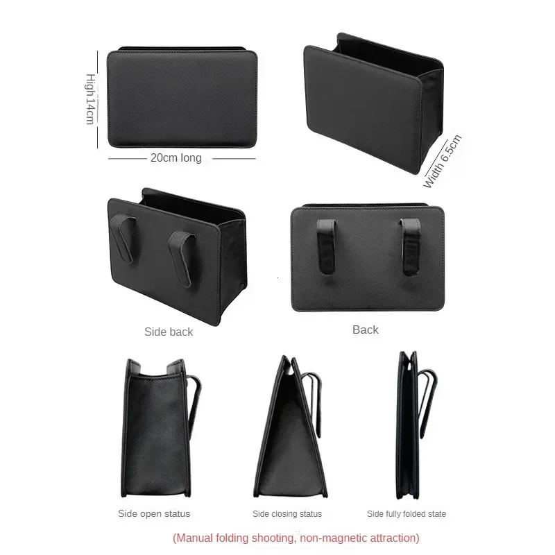 Car Side Door Foldable Trash Can PU Leather Multifunction Storage Box Car Organizer Seatback Hanging Storage Bag Trash Bin