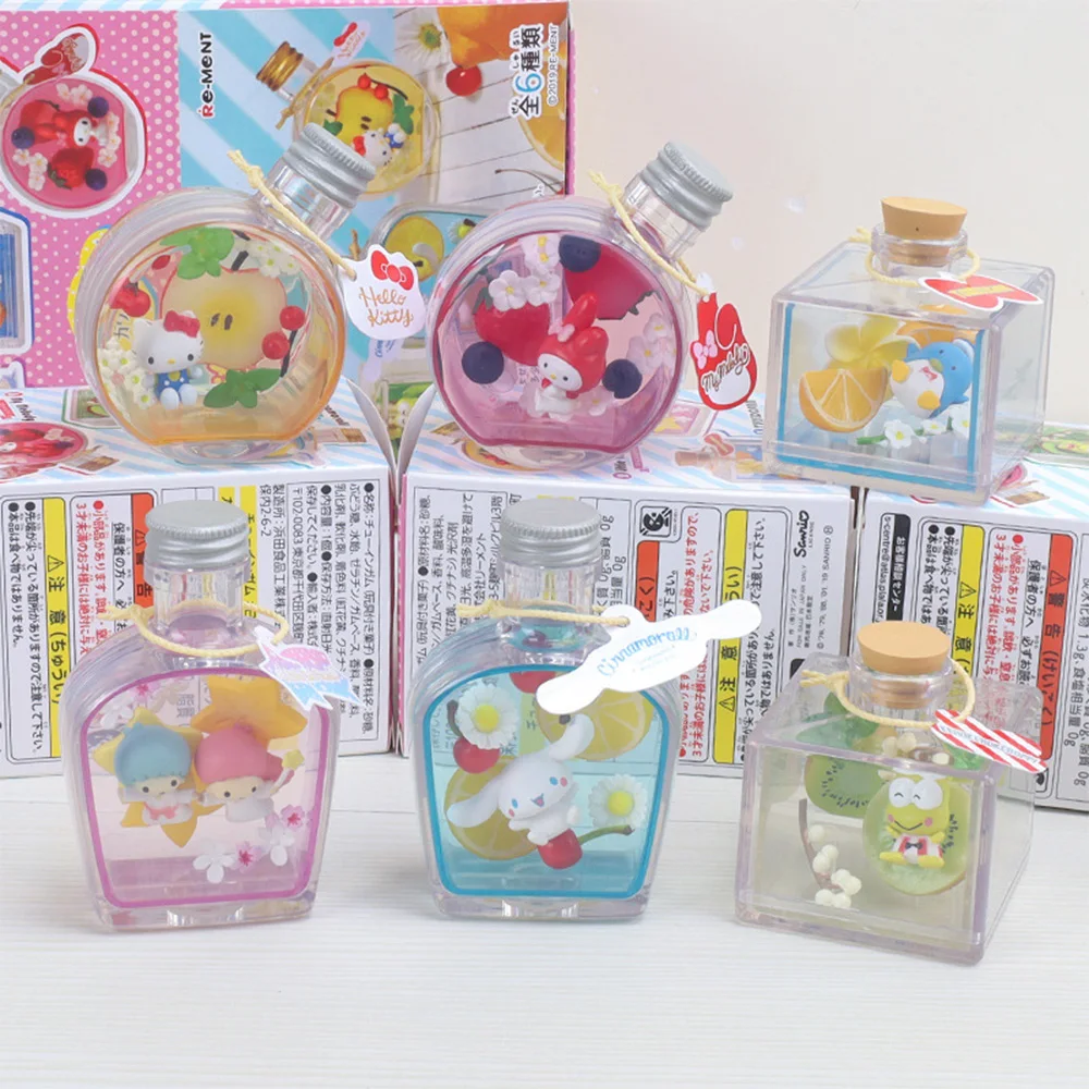 

Sanrio Anime Figure Kawaii Doll My Melody Cinnamoroll Fruit Pie Perfume Bottle Toy Cartoon Model Decoration Scene In Bottle Gift