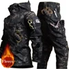 New Men's Winter Jacket Tactical  Sets Fleeced Sharkskin Windproof Waterproof Padding Suits Paintball Uniform Pockets Camo 1