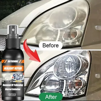 Spray per riparazione fari per la ristrutturazione dell'auto Rivestimento antiossidante Lampada per auto Agente lucidante Restauro dei graffi Pulizia dello sporco 1