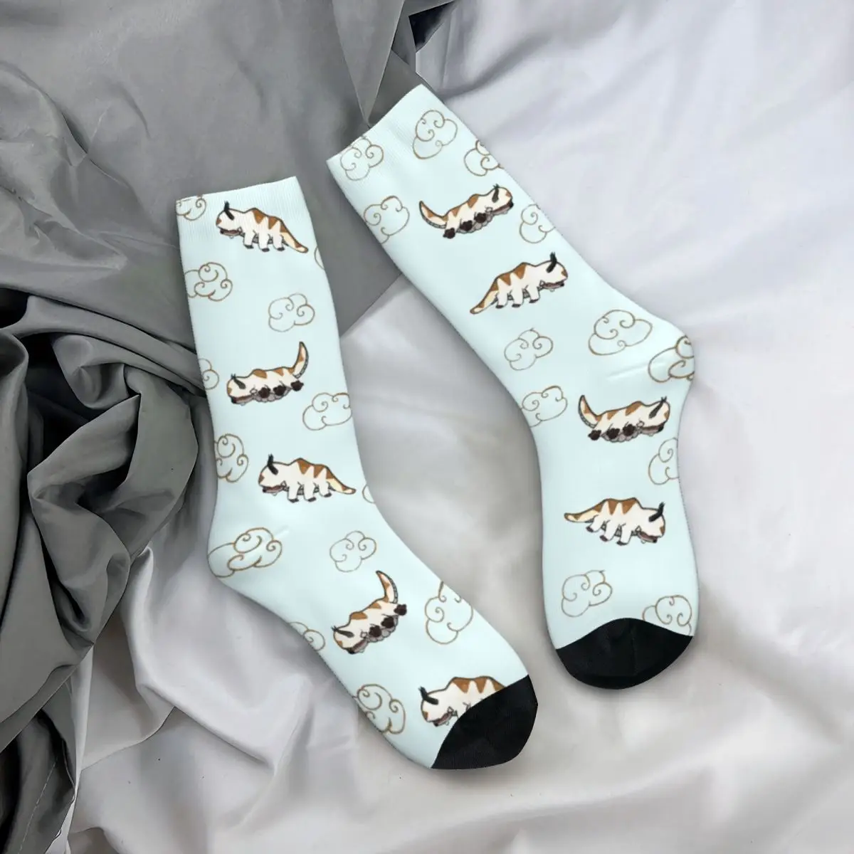 Funny Happy Appa Avatar The Last Airbender Basketball Socks Polyester Long Socks for Women Men Sweat Absorbing