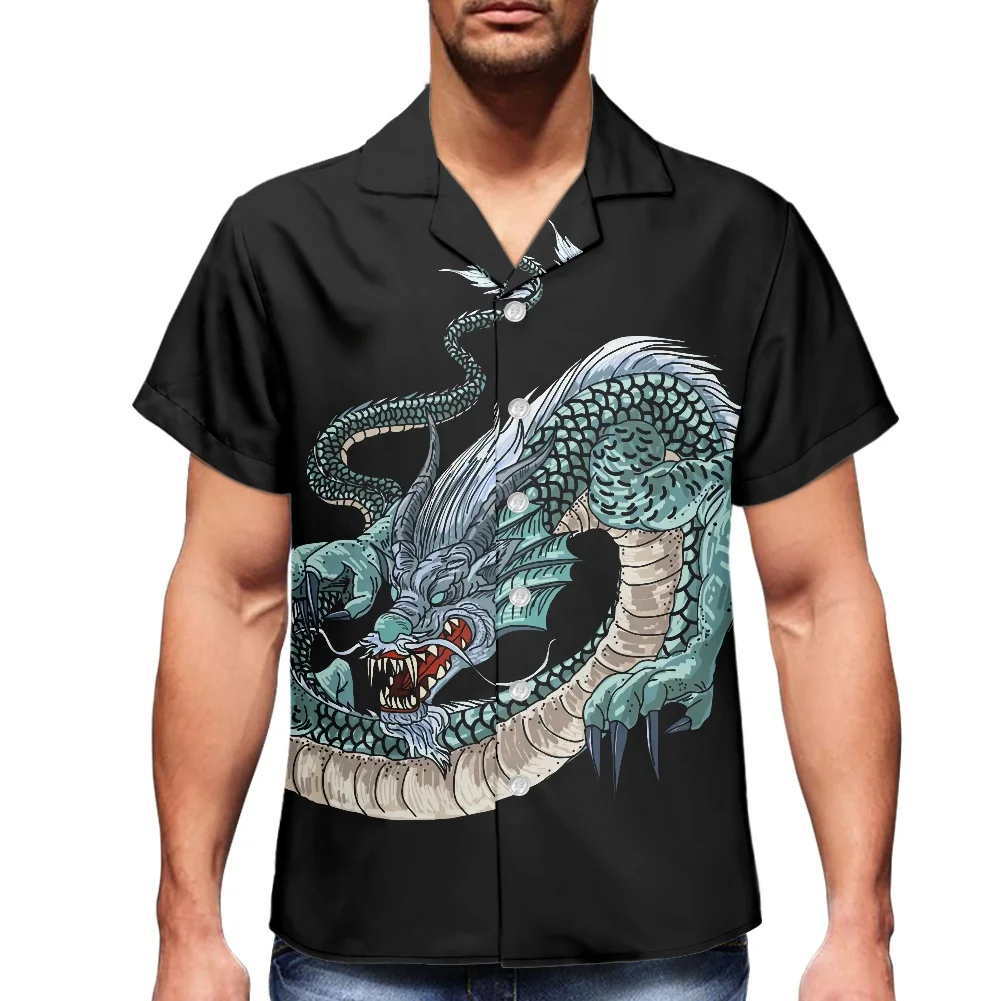 Summer Button Down Short Sleeve Shirt Polynesia Tribal Dragon Pattern Printing Men's Short Sleeved Shirt Design Shirt For Men pattern printing design pu leather wallet case magnetic closure shockproof stand flip cover for xiaomi redmi note 11 pro 5g china mediatek 11 pro 5g eiffel tower and feather