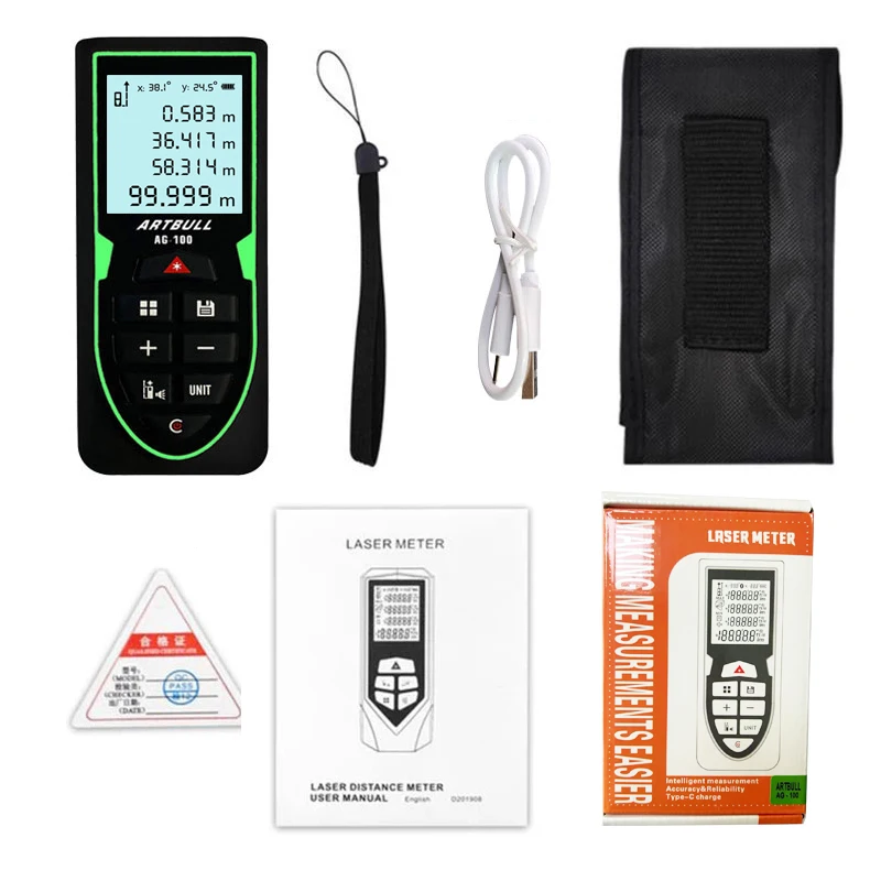 Green Laser Distance Meter 70m 100m 120m Rangefinder with Angle display USB Rechargeable Tape Measure ruler Roulette tool tape measure laser rangefinder distance meter laser tape measure digital tape measure
