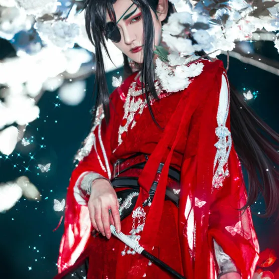 

Tian Guan Ci Fu Anime Hua Cheng Cosplay Costume San Lang Cos Costumes Top Wigs Halloween Prop Men Women Red Han Fu Clothes