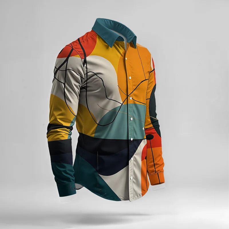 2025 Spring Summer Men Shirt Set Brand Print Fashion Simple Two Piece Set Mens Luxury Lightweight Party Long Sleeves Suit Casual_voghion.com