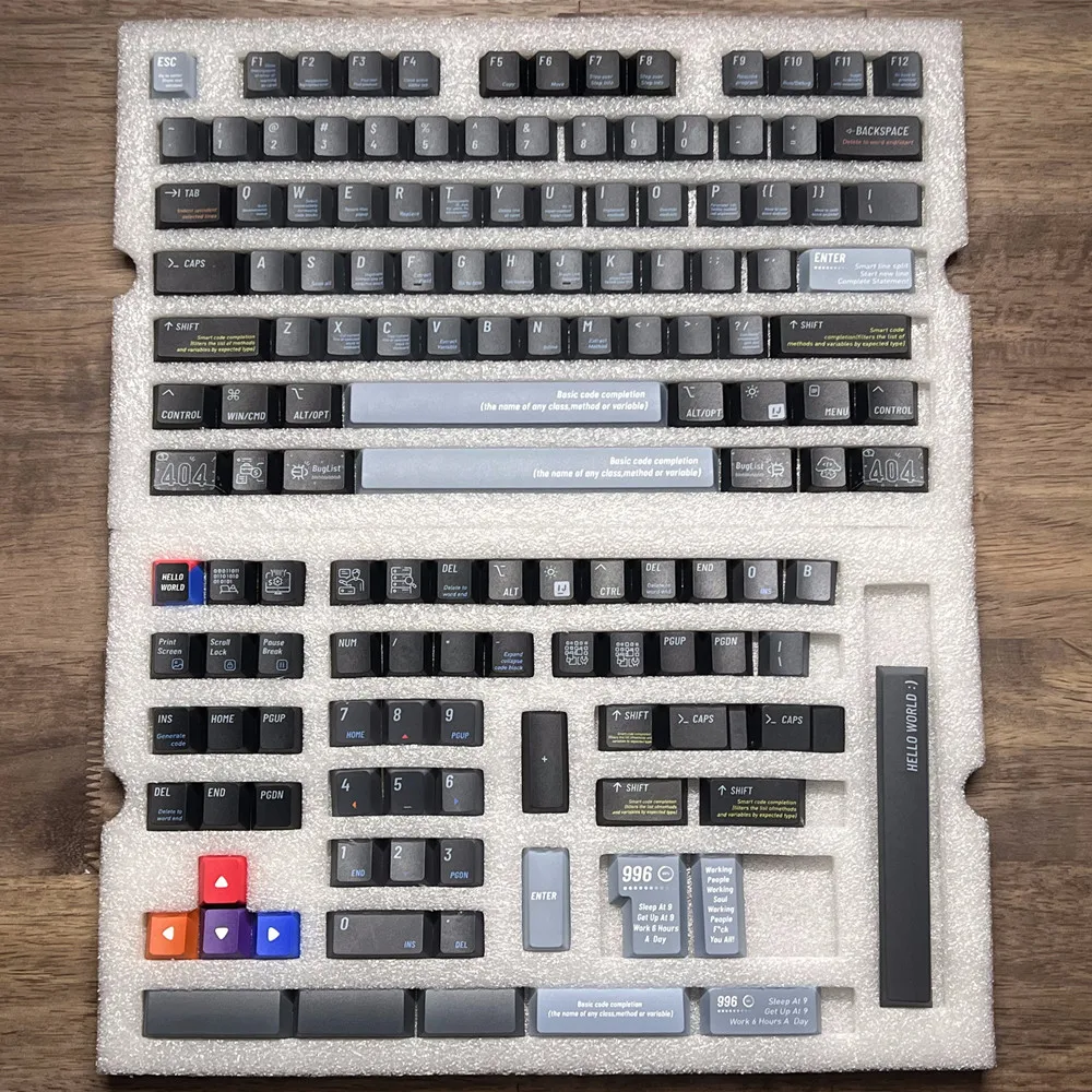 블랙 프로그래머 PBT 키캡 커스텀 디자인 체리 프로파일 염료 승화 ISO 입력, GH60 GK61 64 68 75 84 96 104 108 키보드