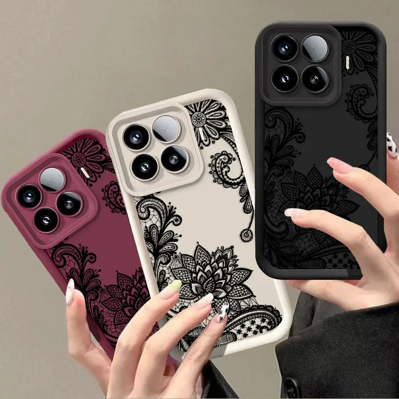 Flexible Silicone Shockproof Case with Lace Cat Print Pattern – Protective Cover
