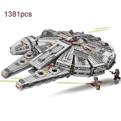 Blocs de construction du vaisseau spatial millenium Falcon, 1381 pièces, modèle classique, briques, jouets, cadeaux pour enfants 