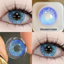 Prussian Blue Color Contact Lenses for Cosplay with Myopia Correction - Fast Shipping (Drill Blue)