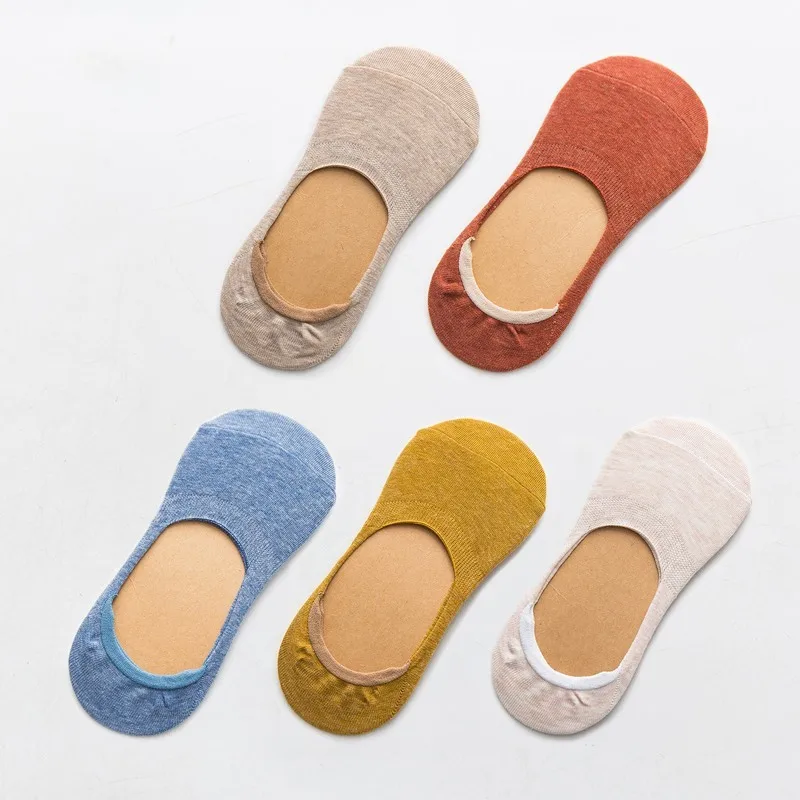 5 Pairs Women's Cotton Low Cut Non-Slip Socks - Snowflake Pattern