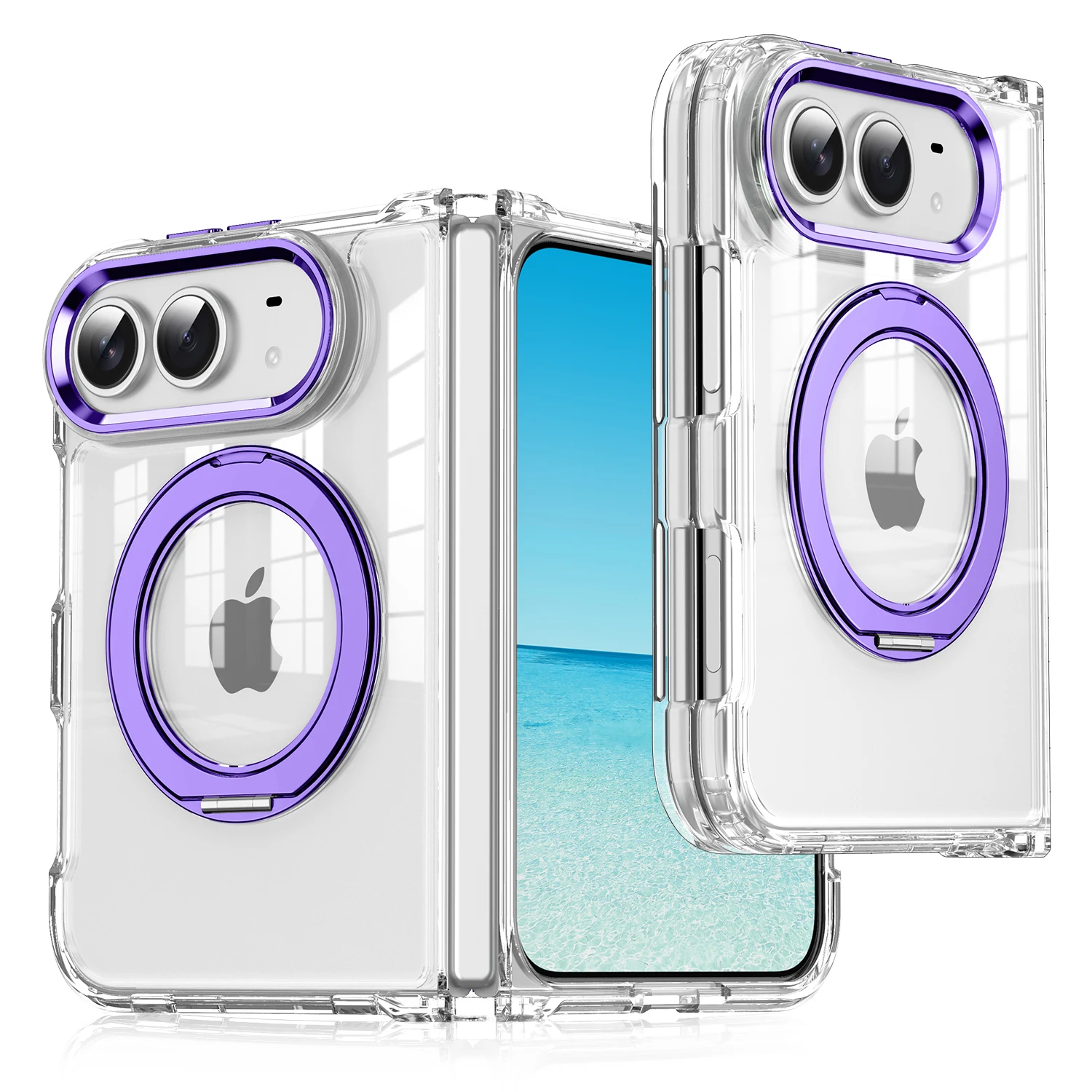 Foldable iPhone Duo Case with MagSafe and 360° Magnetic Stand - Clear Acrylic Protection