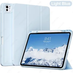 Enhanced iPad Pro 11 Case with Pencil Holder, Trifold Stand & Soft TPU Cover, Auto Wake/Sleep (Light Blue)