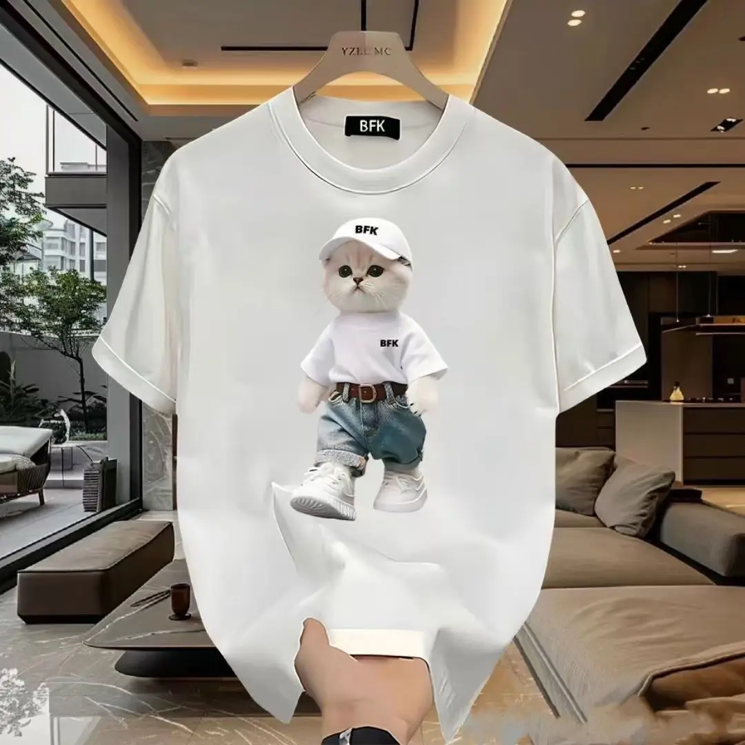 새로운 2026 봄 여름 여성 캐주얼 티셔츠 패션 원넥 반팔 티셔츠 면 프린트 탑스 반소매 럭셔리