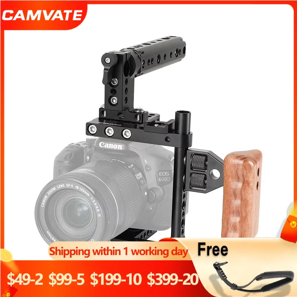 Impianto Di Perforazione Della Gabbia Della Fotocamera Camvate Per Canon 60D/70D/7D Mark Ii/5Dsr/5Ds/Nikon D7000/D7100,D7200,D300S,D610/A99/A58, A7/A7