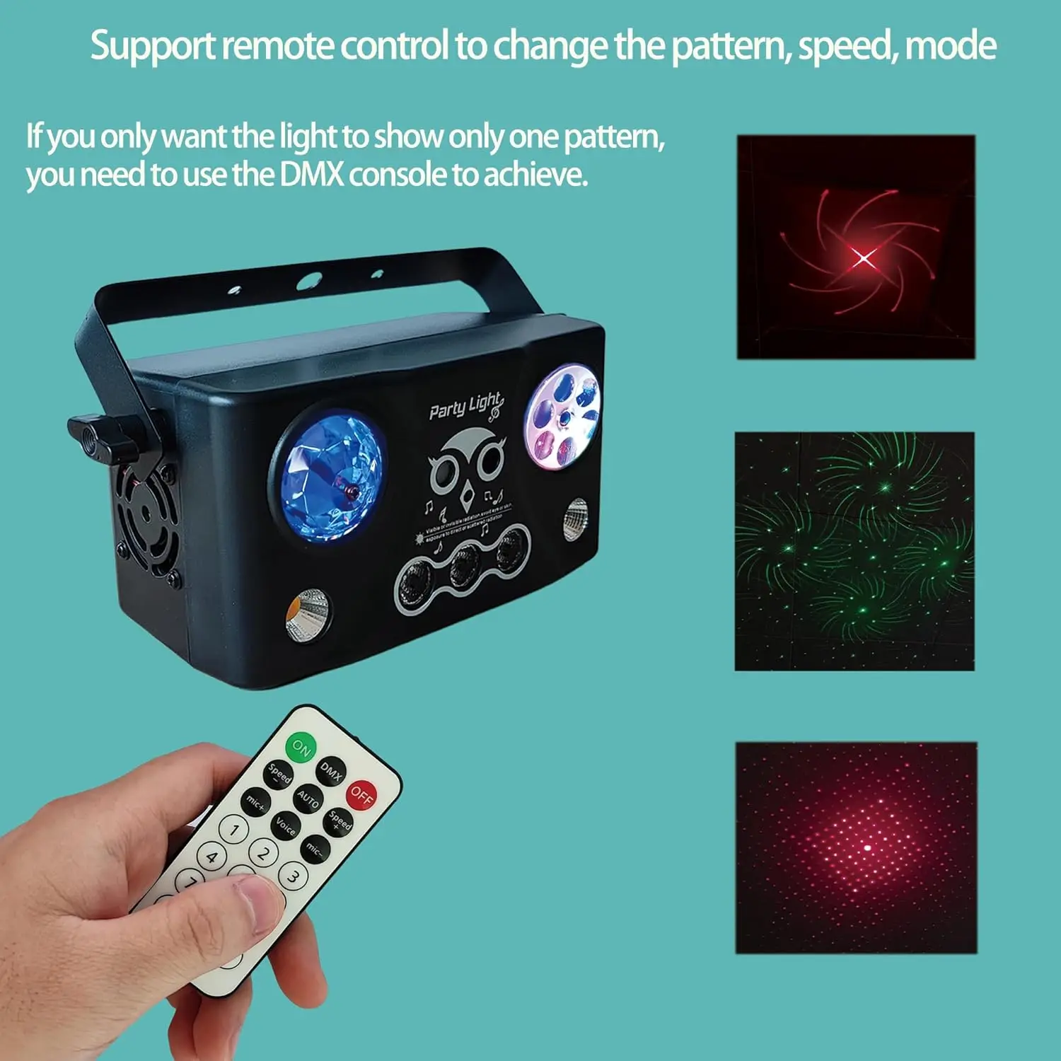 1pcs DJ Disco Carnival Light, Voice Control, Party Light RGB Projector with Remo