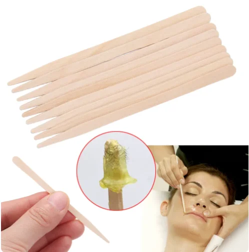 

New Hot 100pcs/pack Disposable Wooden Waxing Stick Wax Bean Wiping Wax Tool Disposable Hair Removal Beauty Bar Body Beauty Tool