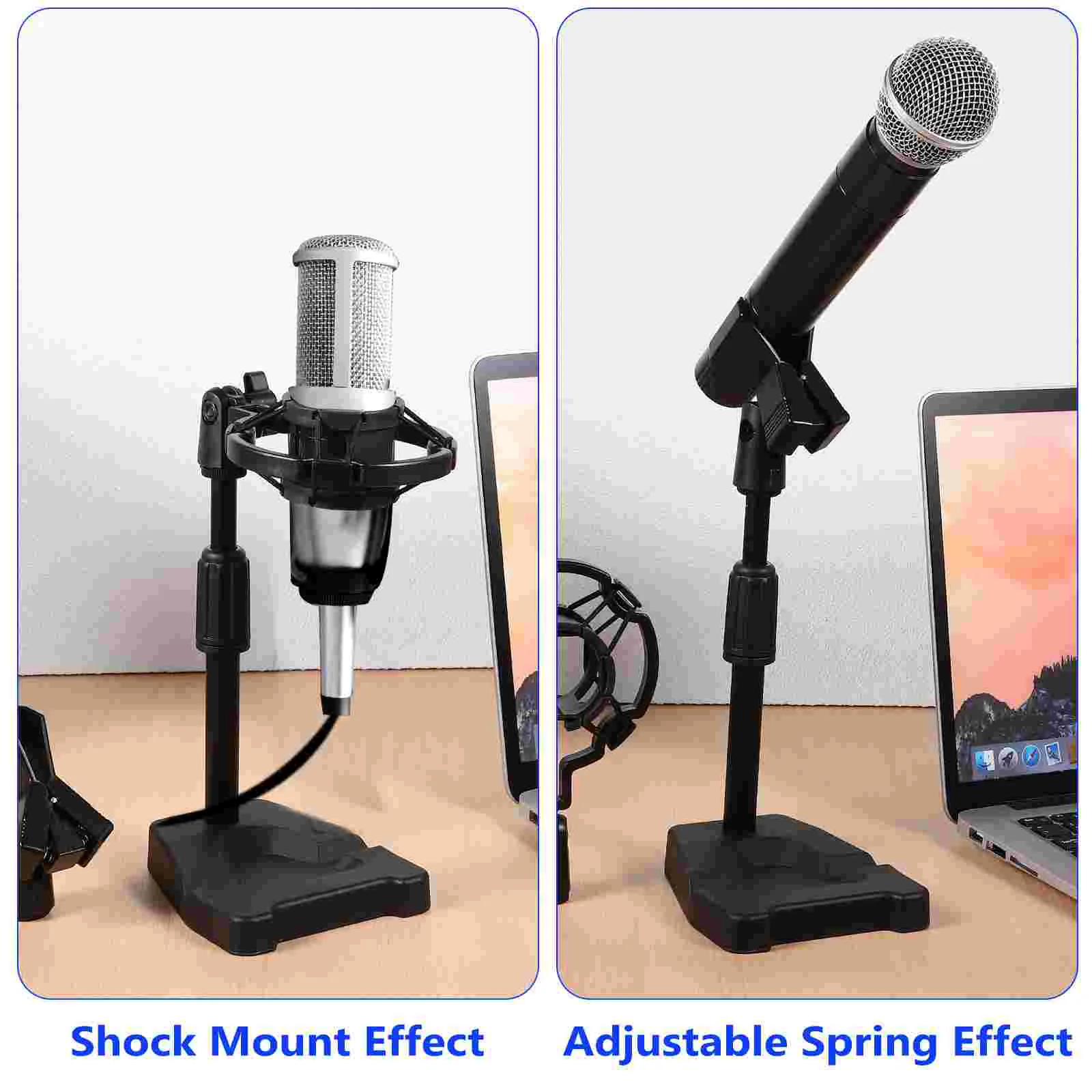 

Desk Microphone Stand with Base Adjustable Table Mic Stand with Shock Mount Holder and Mic Clip